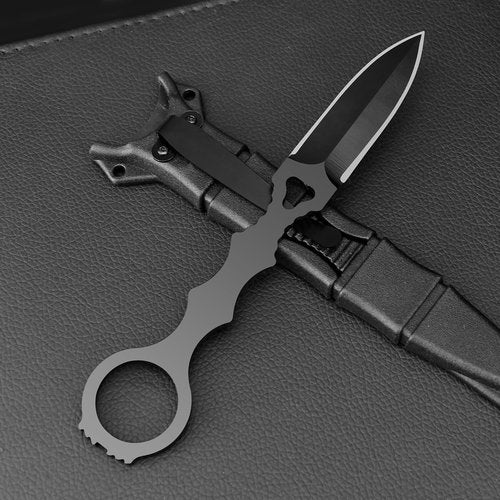 DWULCX Tactical Fixed Blade Knife，6.7in Full Tang Camping Knives for Outdoor Survival，440C Stainless Steel EDC Knife with Kydex Sheath,Ergonomic Handle