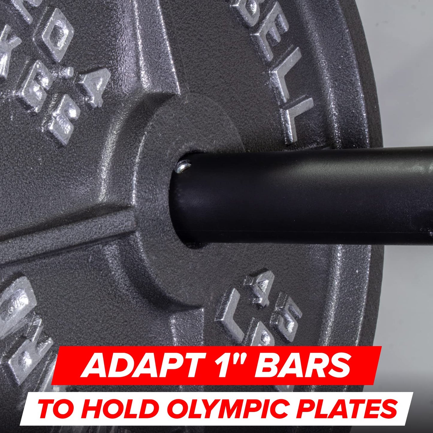 Serious Steel Fitness Olympic Adapter Sleeve 8" - Convert 1" bars or posts to 2" Olympic bars or posts. Includes removeable end cap for longer posts. (Single)