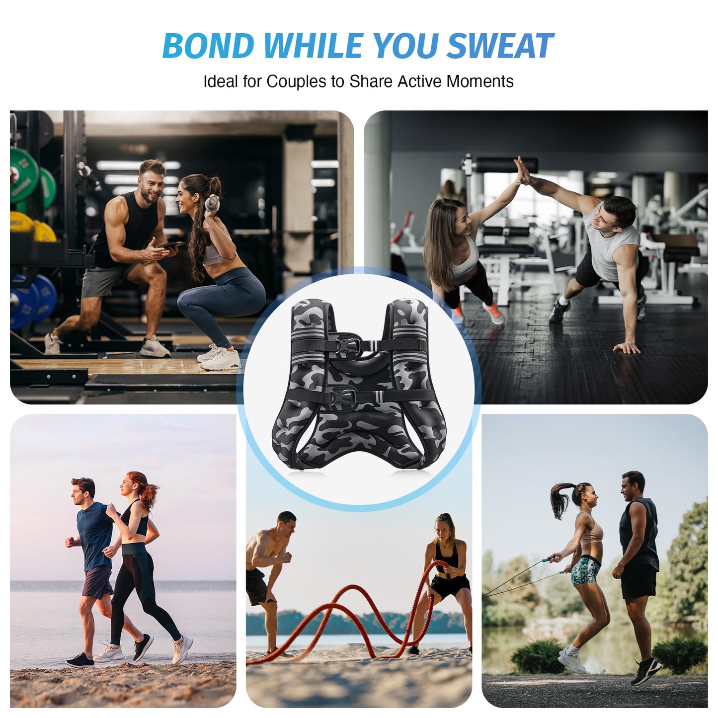 ZELUS Weighted Vest, 6lb/8lb/12lb/16lb/20lb/25lb/30lb Weight Vest for Men Women with Storage Pocket Reflective Strips for Workout Strength Training Running Muscle Building, Black Camo (20 lb)