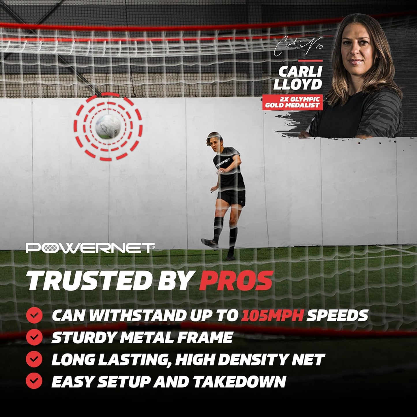 PowerNet Soccer Goal - Portable Backyard Soccer Net with Quick Setup & Zipper Storage Bag | Multiple Sizes Available