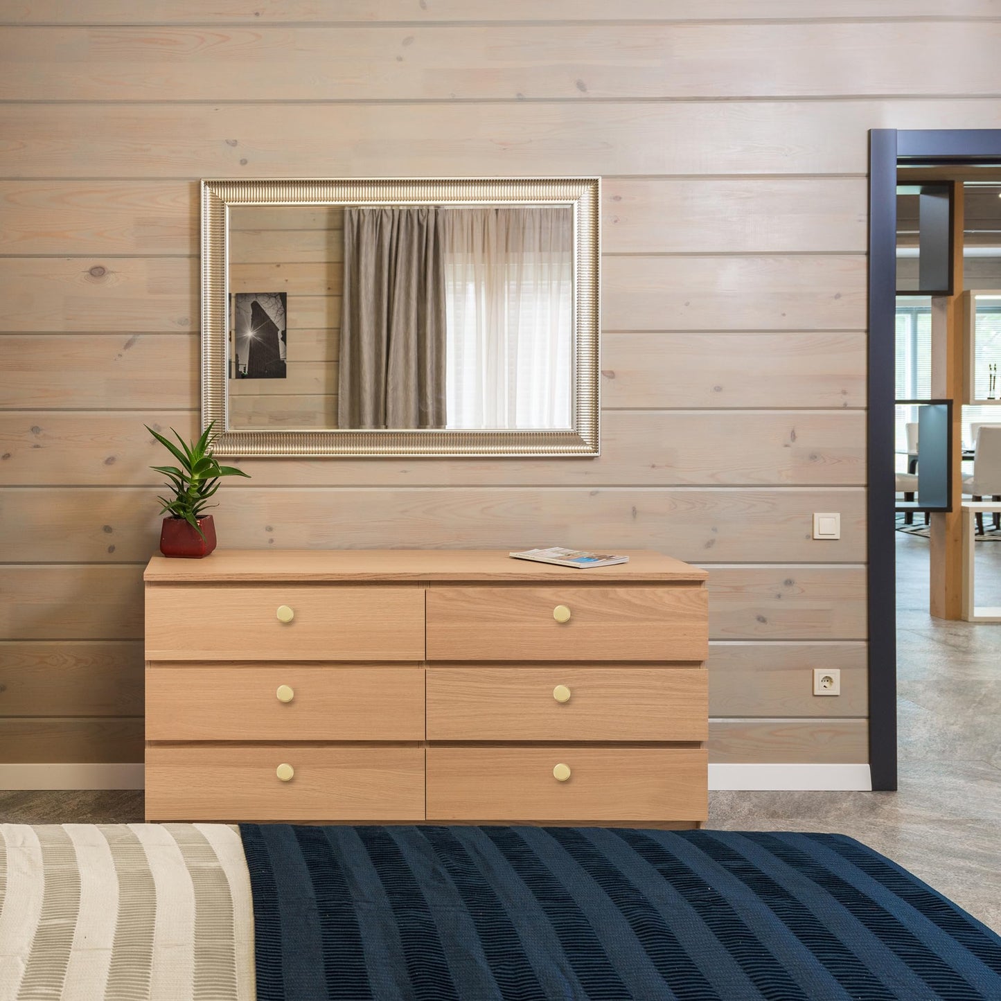 KOPPALIVE 2-Pack Solid Brass Kitchen Cabinet Knobs, Modern Gold Drawer Knobs for Dresser, Round Step Cabinet Knobs Pulls, Brushed Finish, Diameter 1-11/64 Inches