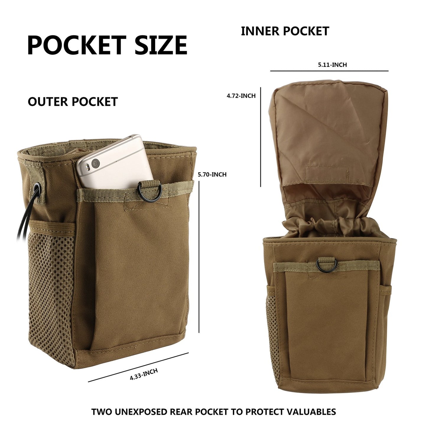 Chalk Bag for Rock Climbing, Rock Climbing Gifts Gear Accessories - Chalk Bag Bucket with Bottle Clip Drawstring Closure Gym Wall, Rock Climbing Chalk Bag Khaki