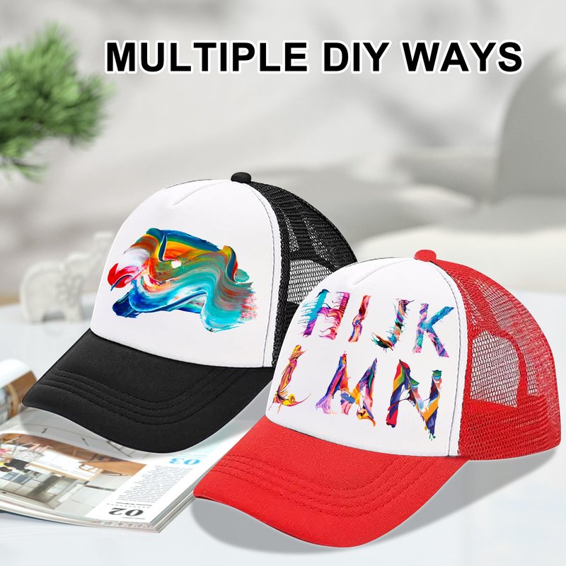 VELTAUTY 6 Pack Multicolor Trucker Hats - Adjustable Mesh Sublimation Blank Hats for Men and Women