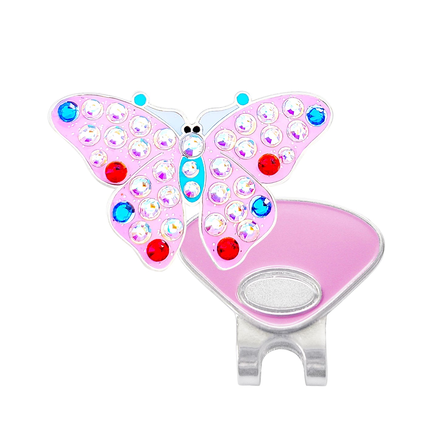 Navika Butterfly Crystal Ball Marker with Hat Clip (Pink)