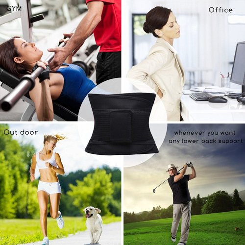 KOOCHY Waist Trainer for Women - Waist Trimmer Back Support Belt Sweat Wrap for Weight Loss Workout Fitness Gym Sport(Black,L)