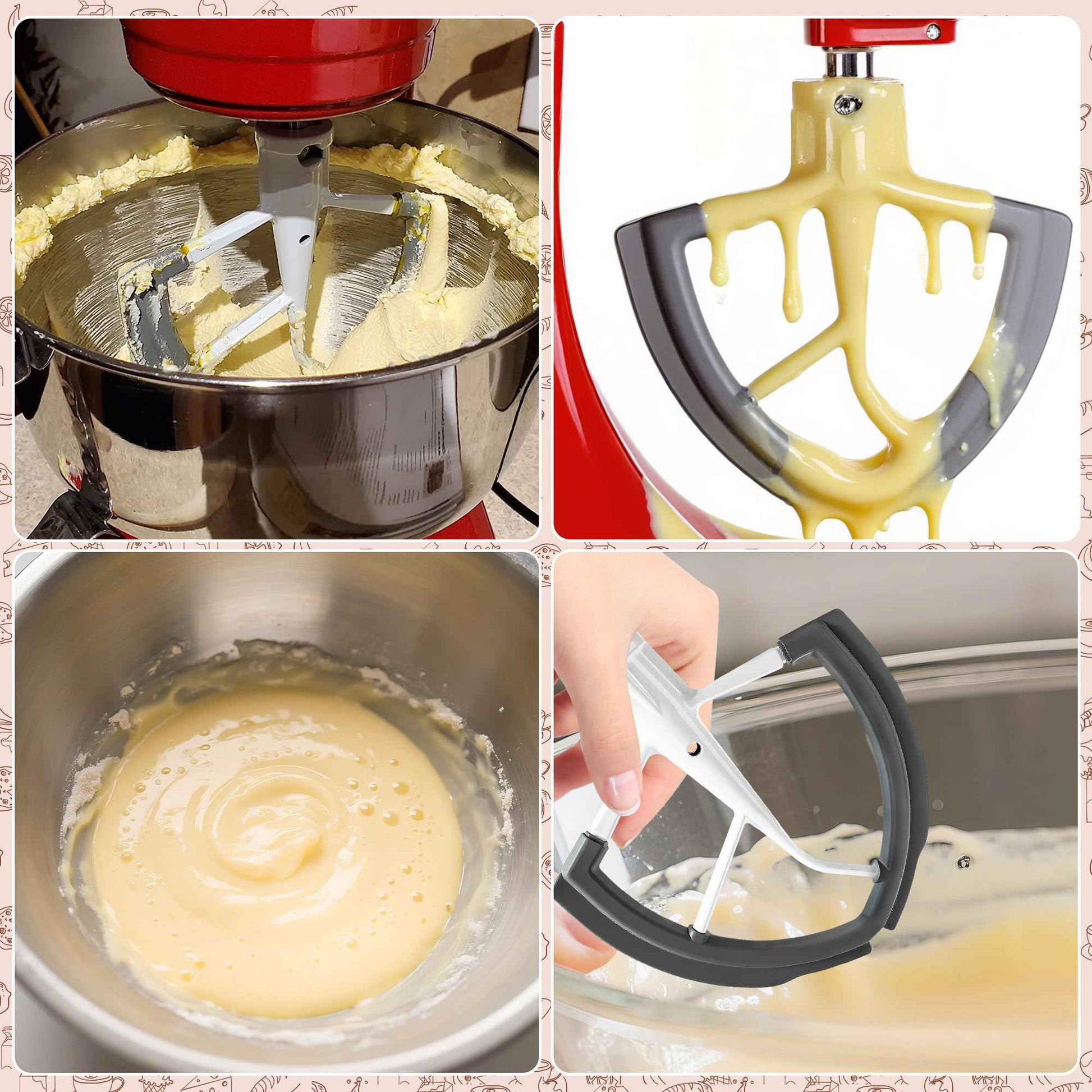 Flex Edge Beater for KitchenAid 6 Quart Bowl-Lift Mixers - Auto-Scrape Silicone Scraper Paddle Flexible Silicone Edges Bowl Scraper for Kitchen Aid Accessories and Attachmentsd – Dishwasher-Safe