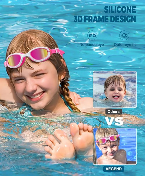 Aegend Swim Goggles - Polarized Anti-Fog UV Protection for Kids Ages 6-11 | Perfect for Boys & Girls
