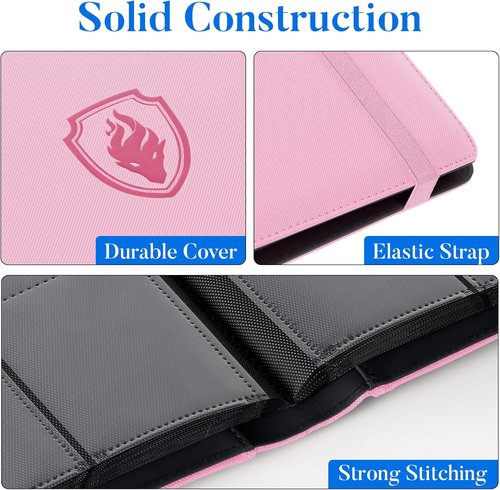 Fabmaker Premium 9 Pocket Card Binder - Sturdy Collection Album for 540 Cards | Sleek Pink Design