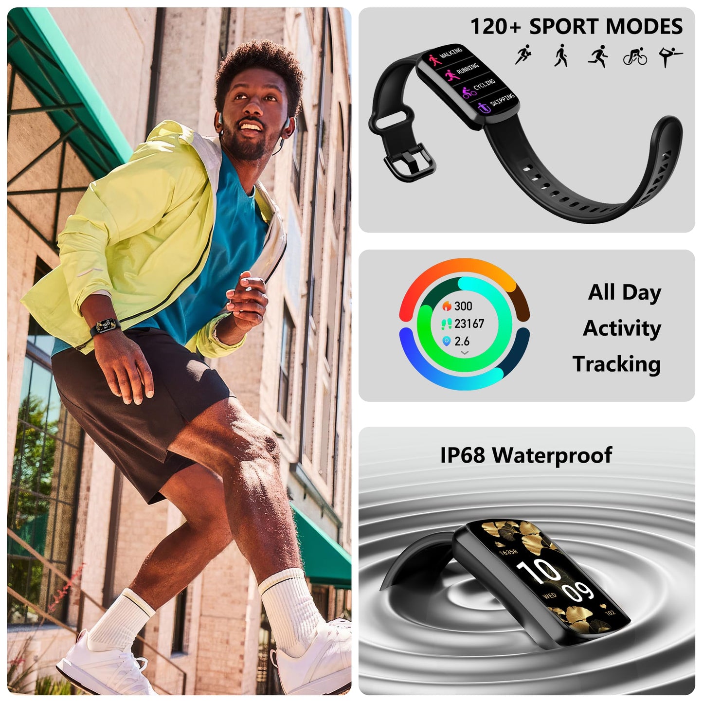 Health Fitness Tracker, Smart Watch with 24/7 Heart Rate, Activity Tracker with Blood Pressure and Blood Oxy-gen Monitor, 120 Sport Mode Waterproof Sleep Tracker for Women Men
