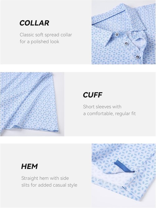 Esabel.C Golf Shirts for Men - Dry Fit Performance Short Sleeve Moisture-Wicking Collared Shirt