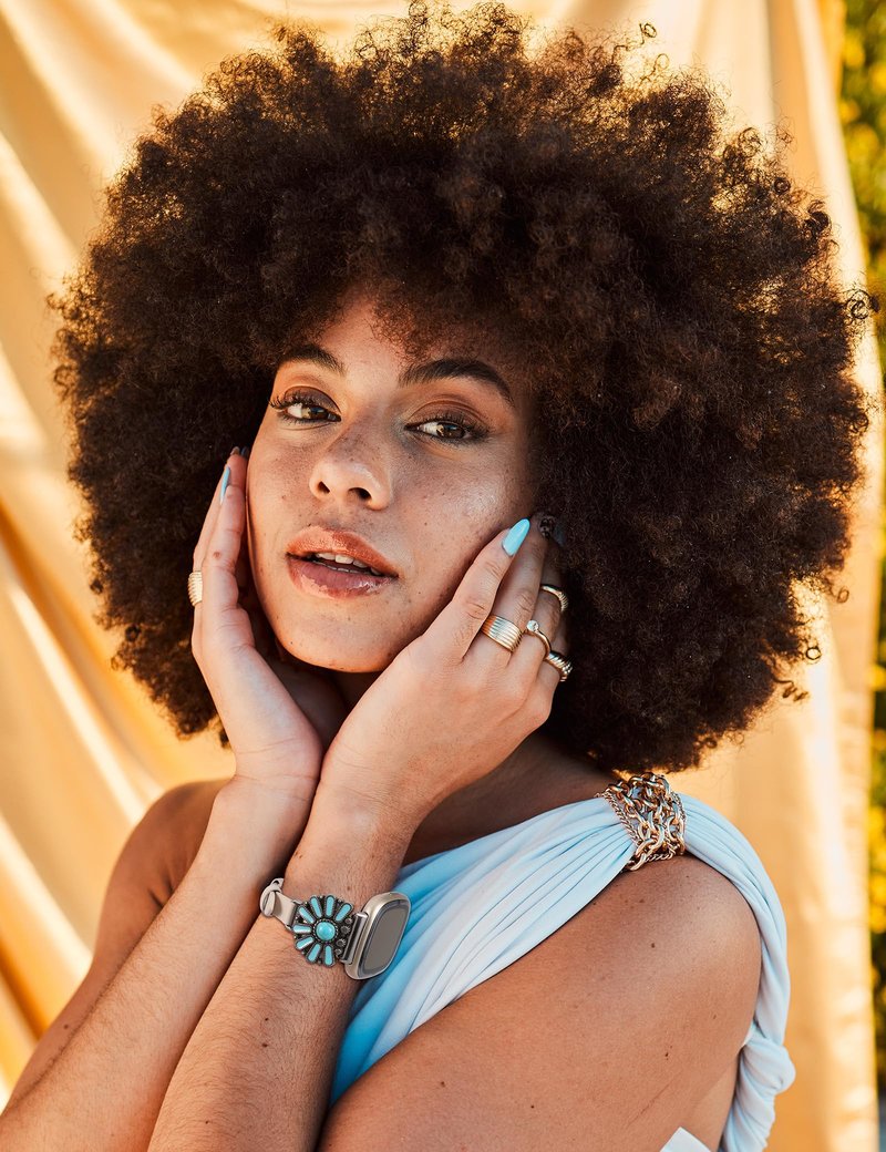 Moolia Turquoise Strap Compatible with Fitbit Versa 4/Versa 3/Sense 2/Sense Band for Women Strap, Boho Western Vintage Style Strap for Versa 4/Versa 3 Watch Band