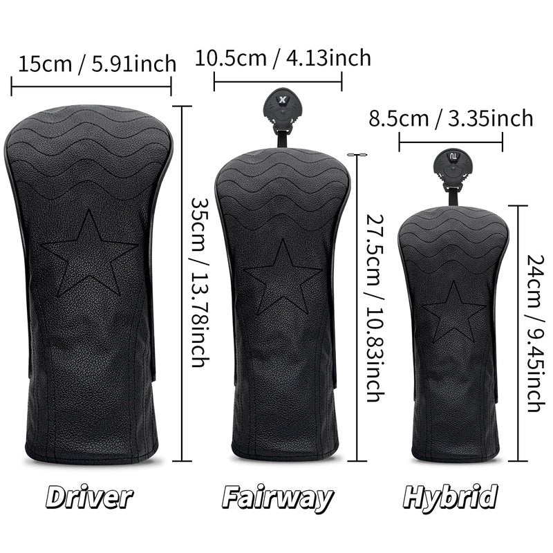 Golf Club Covers for Driver, Fairway, Hybrids - 3 Options - Golf Driver Headcover/Golf Fairway Wood Head Cover/Hybrid Headcover for Men/Women Golfer