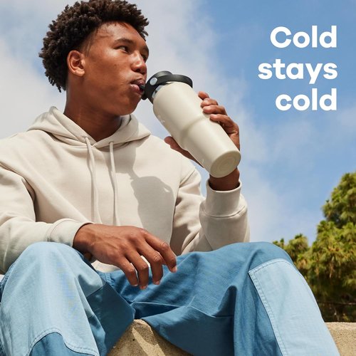 Hydro Flask Travel Water Bottle - Insulated Stainless Steel - Leakproof Wide Straw Lid | 32 Oz Fossil Brown
