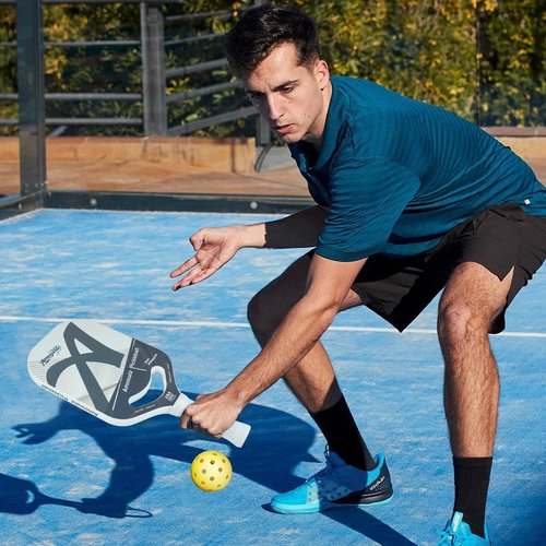 Amoswiz Carbon Fiber Pickleball Paddle, Edgeless Pickleball Paddle with Water Mark Printing Surface & Aero Throat Design, USAPA Approved Pickle Ball Paddle Set, 20MM Honeycomb Core Racket