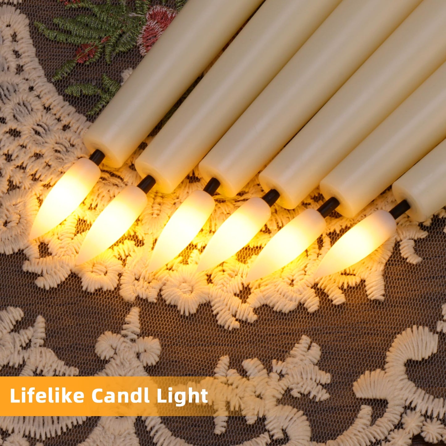 AFINETH Flameless Taper Candles with Remote, Flickering Battery Operated Candles, Ivory 9.6" Led Flameless Candlesticks for Home Party Weeding Festival Decor, 2 Pack