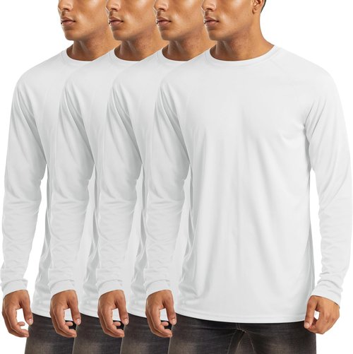 MAGCOMSEN Men's Long Sleeve Workout Shirts - UPF 50+ Sun Protection, Dry Fit Athletic T-Shirts (4 Pack)