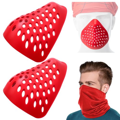 Dreyoo 2 Pack Face Mask Bracket, Silicone Face Shells for Comfortable Mask Wearing, Internal Support Shells for Halloween Cosplay, Balaclavas, Protective Airsoft Paintball BB Gun(Red)