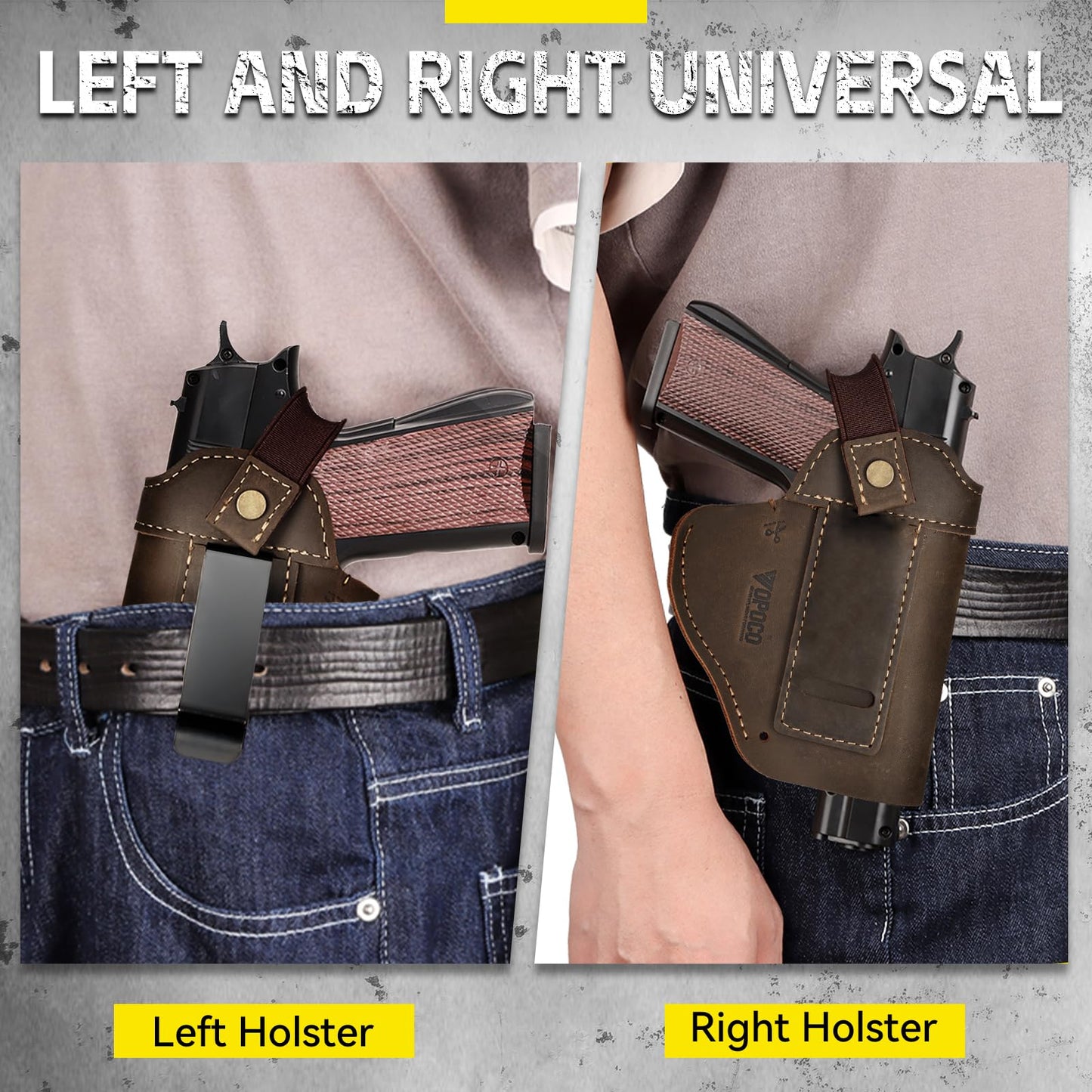 VOPOCO IWB/OWB Leather Holster, Genuine Leather Gun Holster for Glock 19/43/43X, Taurus G2/G2C/G3C, Sig P365 P320 Springfield M&P 9mm Shield, Ambidextrous Concealed Carry
