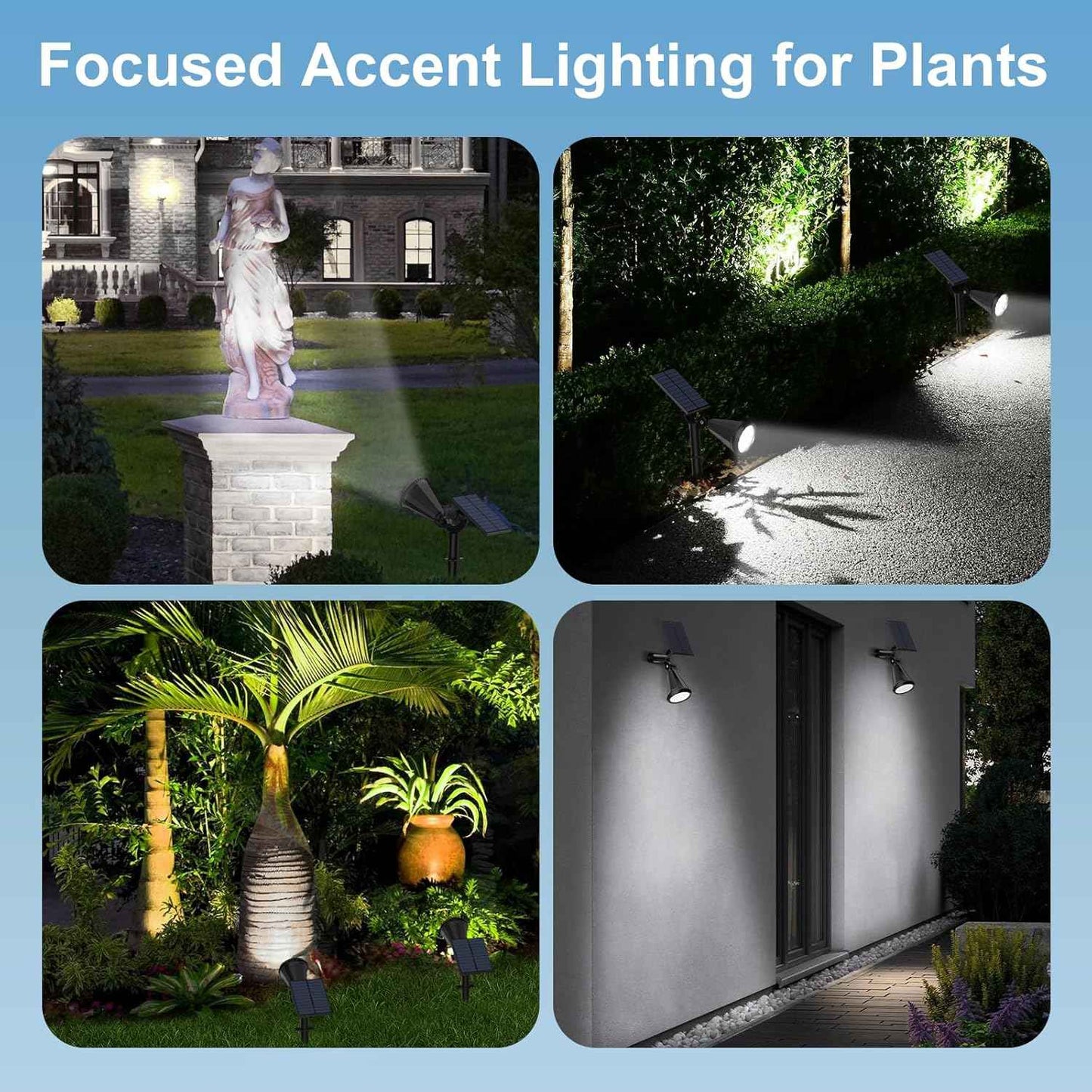 Solar Spot Lights Outdoor - 8 Pack Waterproof Adjustable Landscape Lights for Garden & Pathway