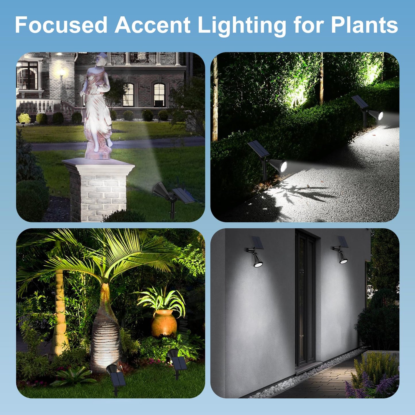 Katipeal Solar Spot Lights Outdoor, 4 Modes/8 Pack Solar Spotlights Waterproof, 180° Adjustable Powered Landscape Lights, Outdoor Solar Lights for Yard Garden Pathway Flag Tree Wall Statue Cool White