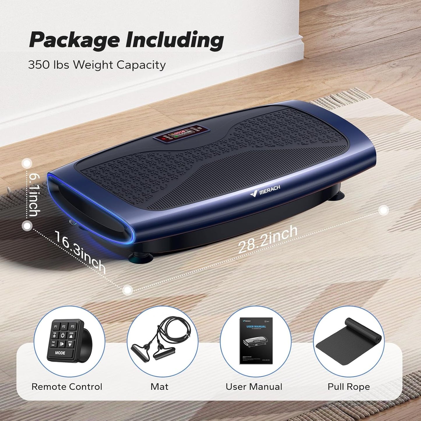 MERACH Vibration Plate Exercise Machine - 3D & 4D Whole Body Vibration for Weight Loss | Includes 2 Tension Ropes
