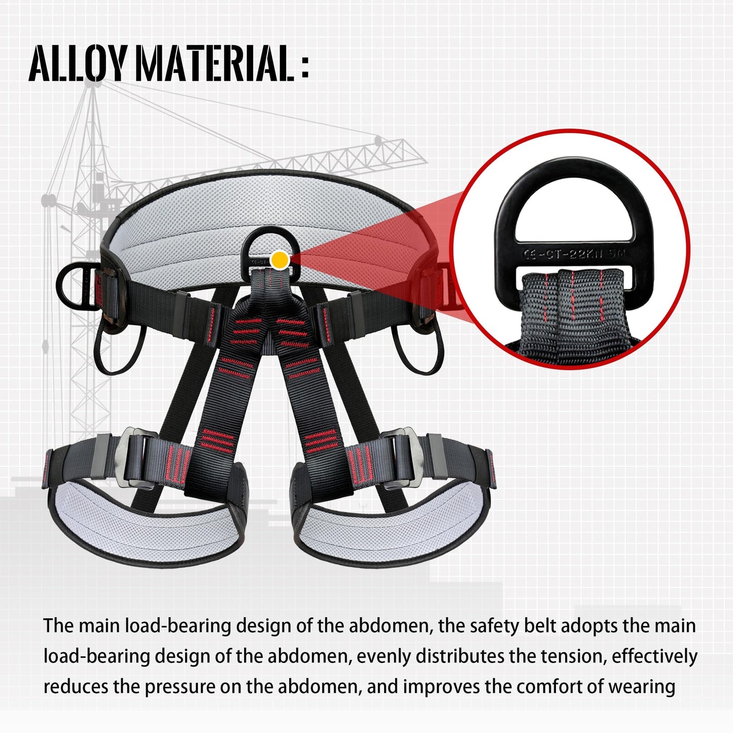 DIJJIG Climbing Belts, Thicken Professional Half Body Safety Belt Climbing Gear for Tree Climbing, Fire Rescue, Roofing