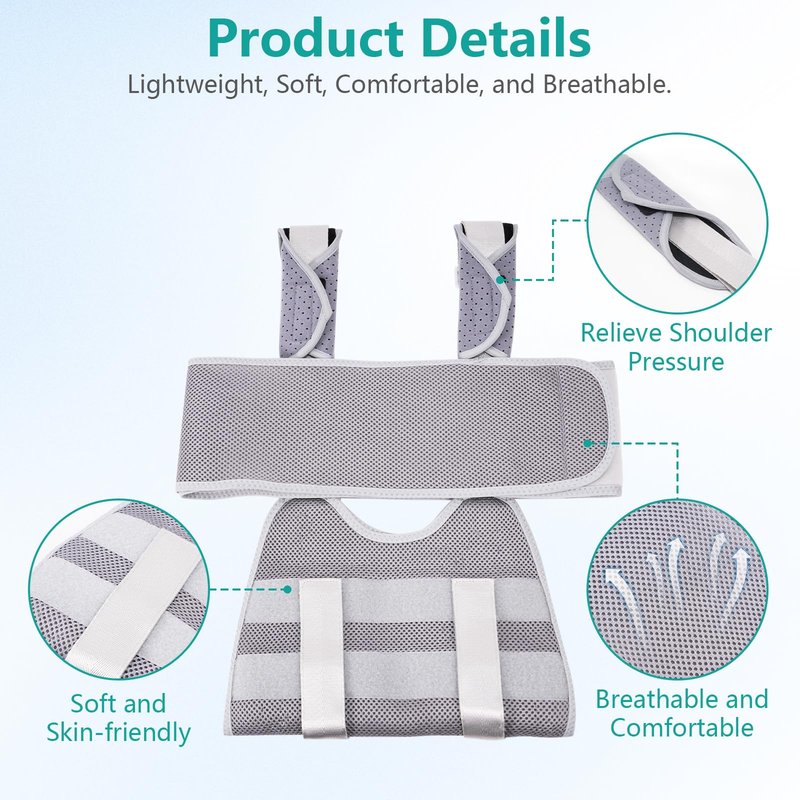 lefeke Arm Sling Shoulder Immobilizer for Women and Men - Breathable & Adjustable, Fit Left/Right Arm - Rotator Cuff Support Brace - Comfort Sling for Shoulder, Elbow, Wrist Recovery (Gray)