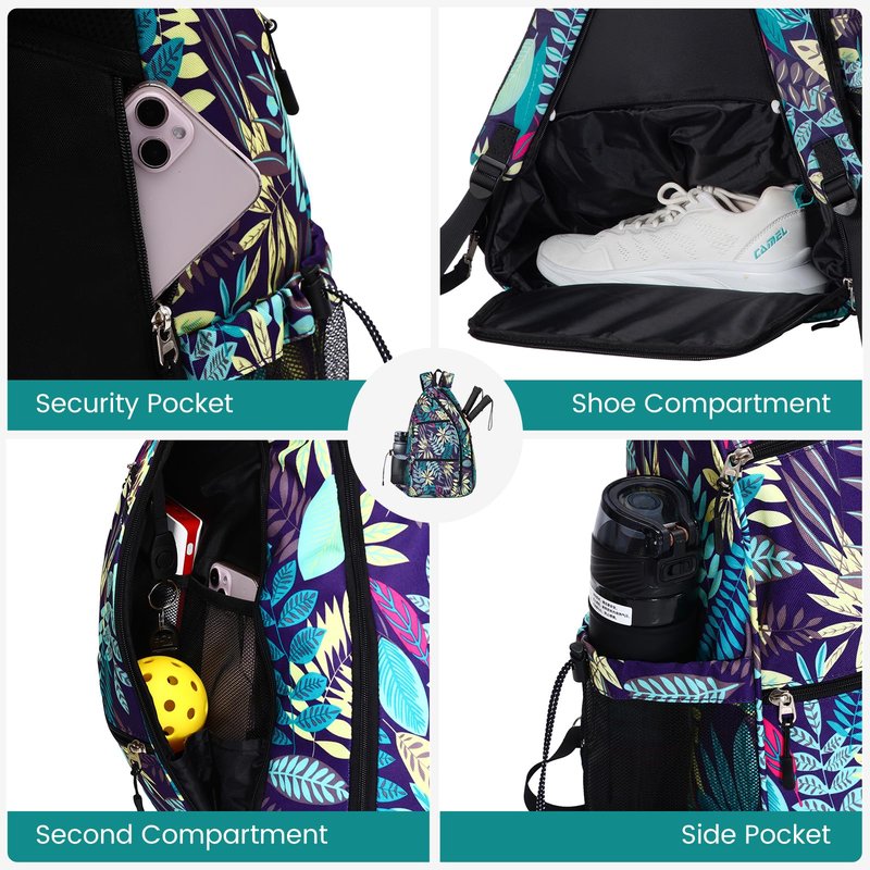 Sucipi Pickleball Bag - Men's -Women's Pickleball Backpack, Adjustable Sling Bag w/Fence Hook/Large Capacity/Safety Pocket-Pink