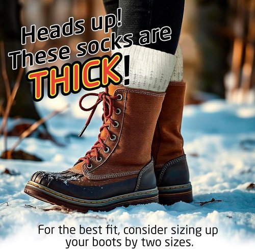 HOT FEET Thermal Socks for Women - Thick Insulated Cold Weather Hiking Socks | Size 4–10.5