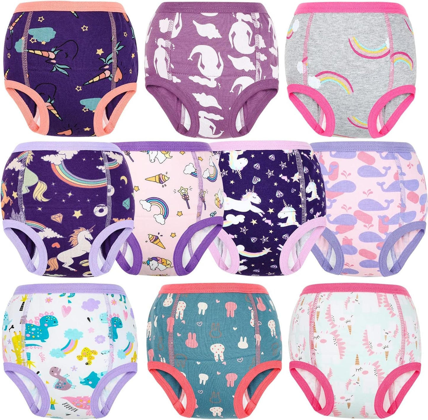 MooMoo Baby Potty Training Underwear - Absorbent Toddler Training Pants for Boys & Girls | 10-Pack, 2T-9T