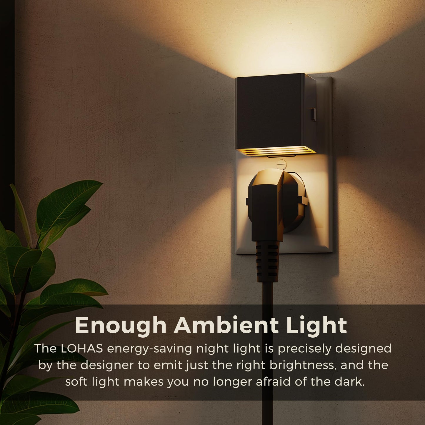 L LOHAS LED Night Lights Plug into Wall,[2-Pack] Plug in Night Light with Dusk to Dawn Sensor,Brightness Adjustable,3000K Warm White,Dimmable Nightlight for Adults Bathroom Hallway Kitchen