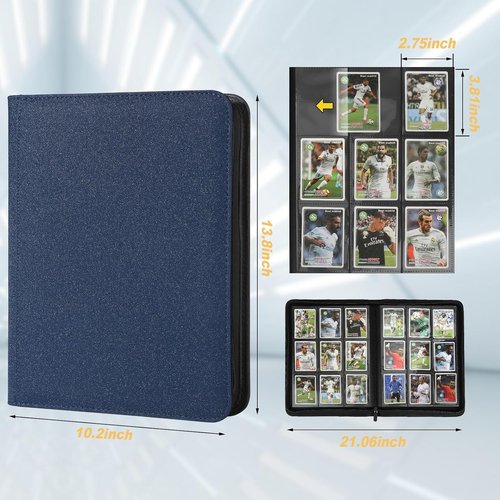 GERMUN Trading Card Binder - Premium 9 Pocket Album for 540 Cards | Double-Sided MTG & TCG (Blue)