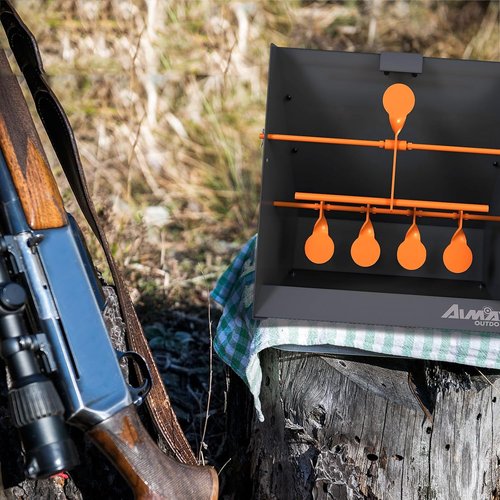 Center Shot Pellet Gun Target Trap - 12 Paper Targets & 4 Resetting Metal Targets for Airgun & Rifle Practice