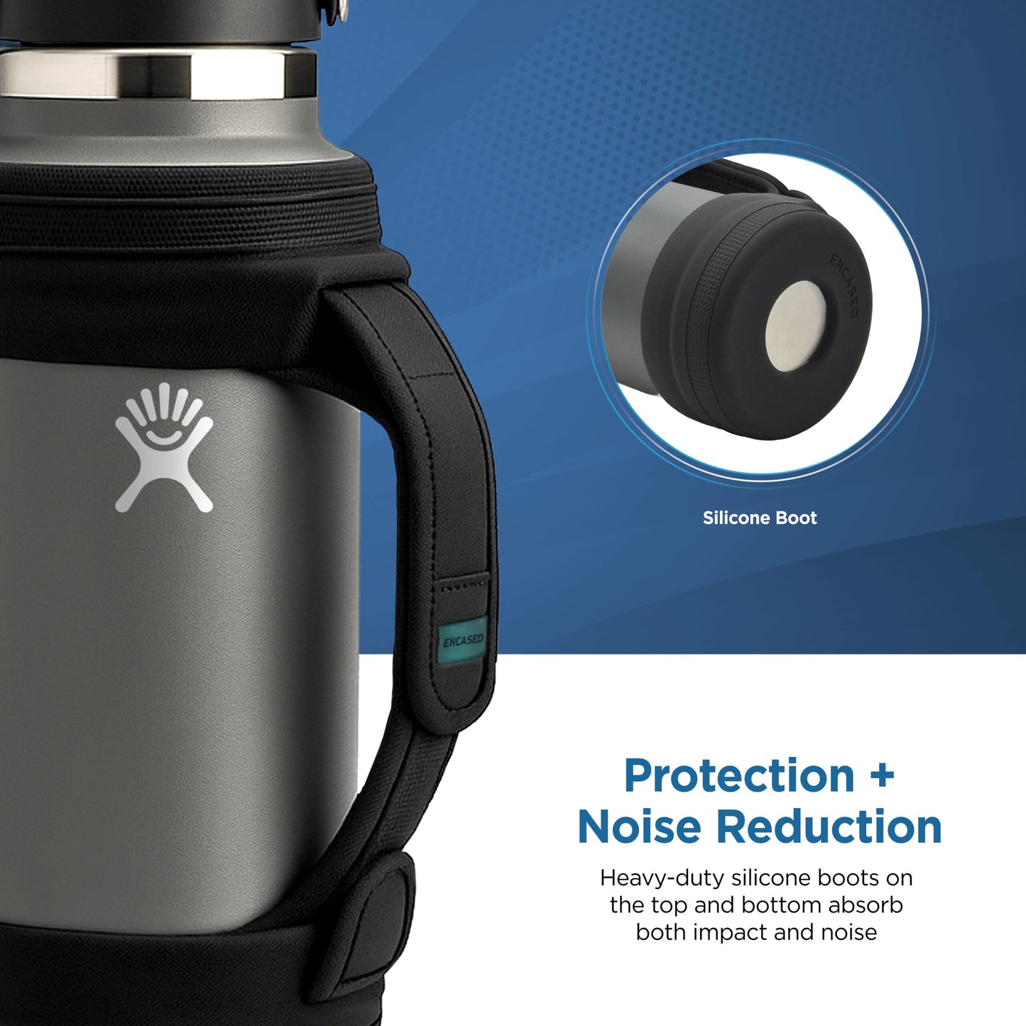 ENCASED Hand Strap Boot Designed for Hydro Flask 32 and 40 Oz Wide Cap Water Bottles, Protective Bottle Holder with Adjustable Neoprene Carrying Handle (Black)