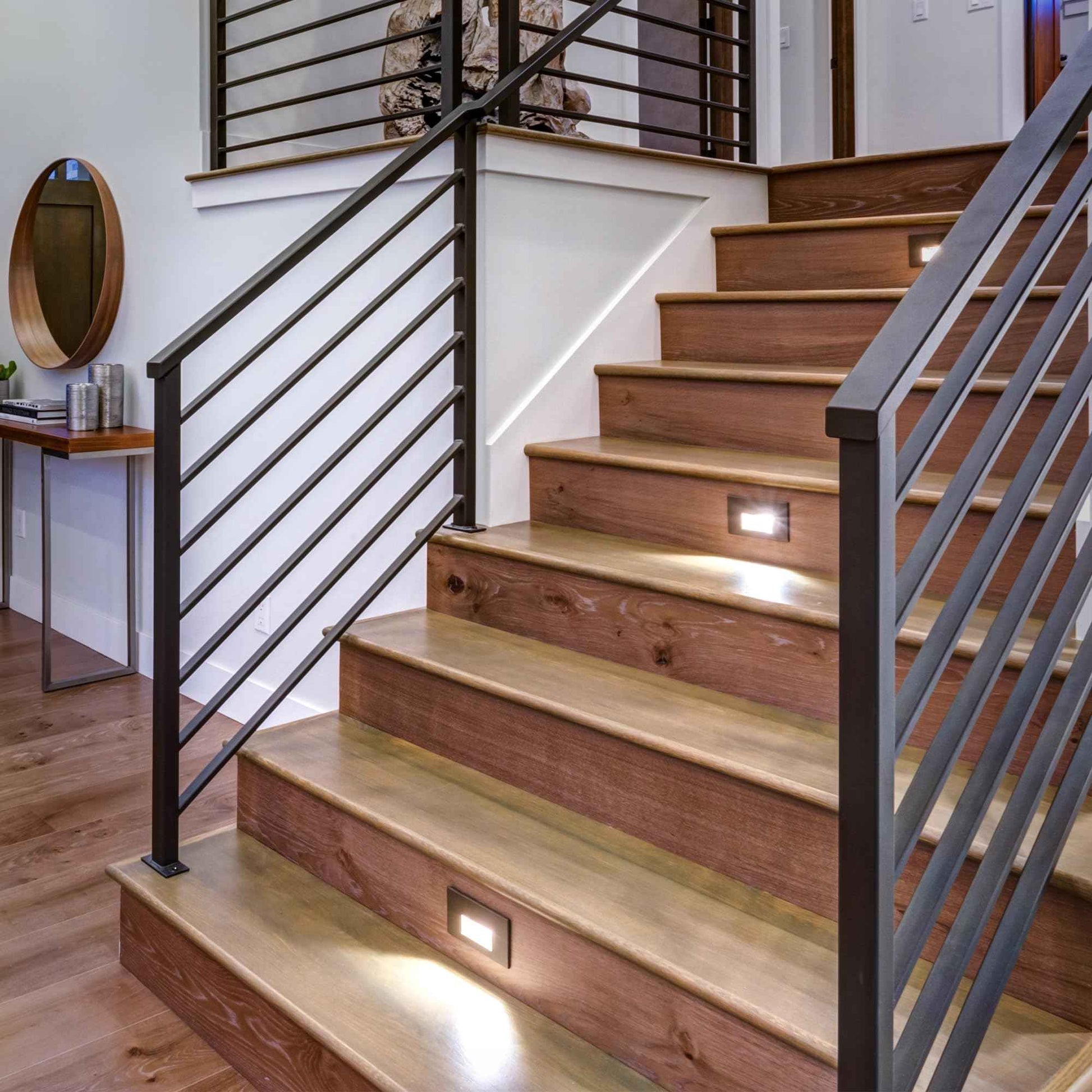 East Grove Home Builder Essentials Indoor or Outdoor 120V Input LED Step or Patio Deck Light Horizontal Orientation with 3-CCT 2700K-3000K-4000K Selectability in Matte Black