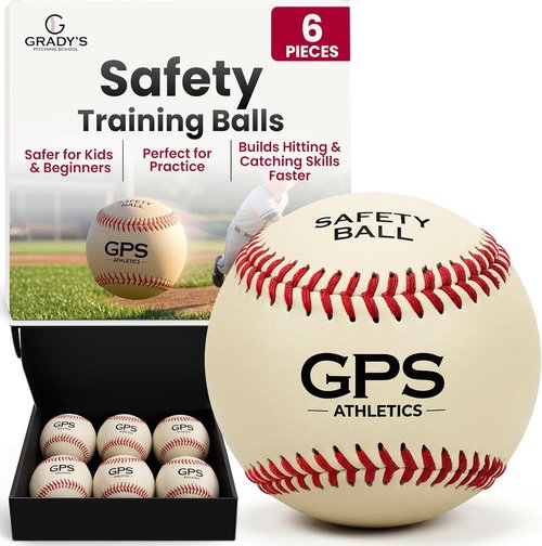 GPS Athletics Soft Practice Baseballs - Low Impact Safety Training for Kids | Durable 6 Pack with Raised Seams