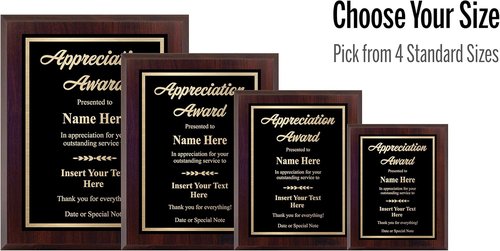 Custom Plaque Award - Personalized Engraved Recognition - Choose Size & Customize (6x8)