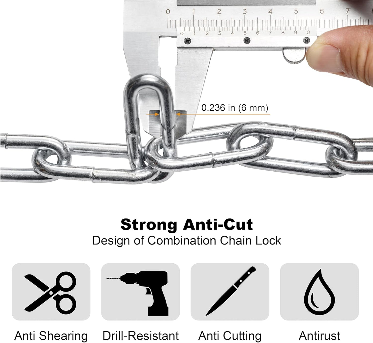 Via Velo Bike Chain Lock - Heavy Duty 5-Digit Resettable Anti-Theft Security Lock | 2.95 Ft for Bicycles, Scooters, and More