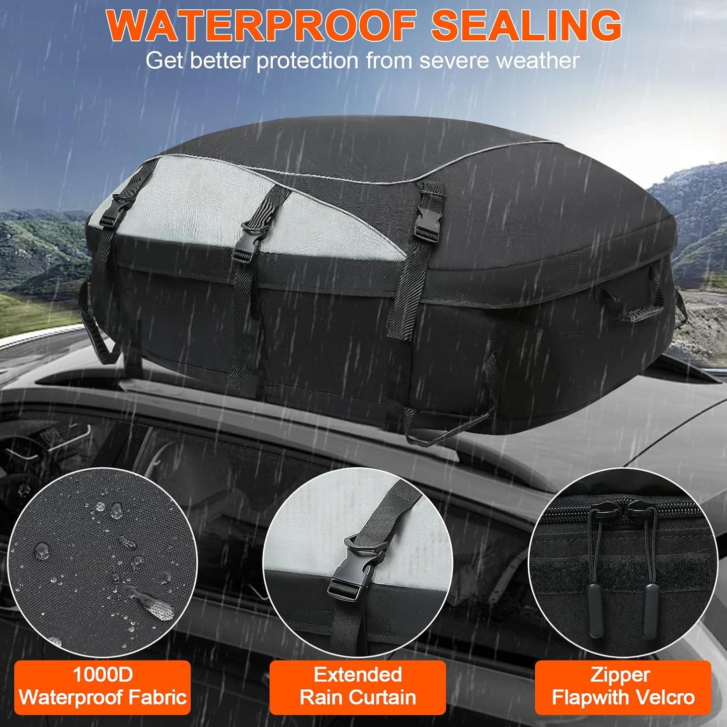 Skiennix Waterproof Car Rooftop Cargo Carrier Bag - 15 Cubic Feet Capacity for Easy Travel