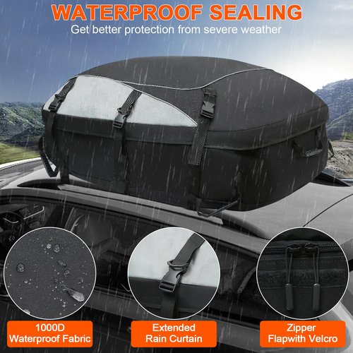 Car Rooftop Cargo Carrier Bag Waterproof Duty- Car Roof Top Carrier, Roof Top Carrying Bags 15 Cubic Feet