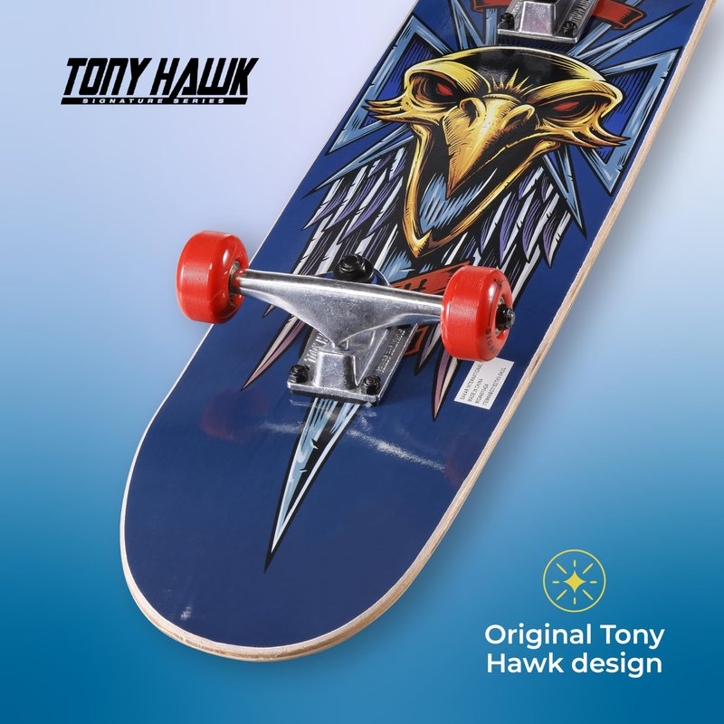 Tony Hawk 31 inch Skateboard, Tony Hawk Signature Series 2, 9-ply Maple Deck Skateboard for Cruising, Carving, Tricks and Downhill, Dagger/Cross/Skull