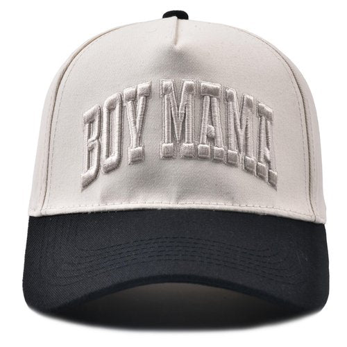 Boy Mama Hat- 3D Embroidered Mom Hat Adjustable Cotton Baseball Caps for Women Black