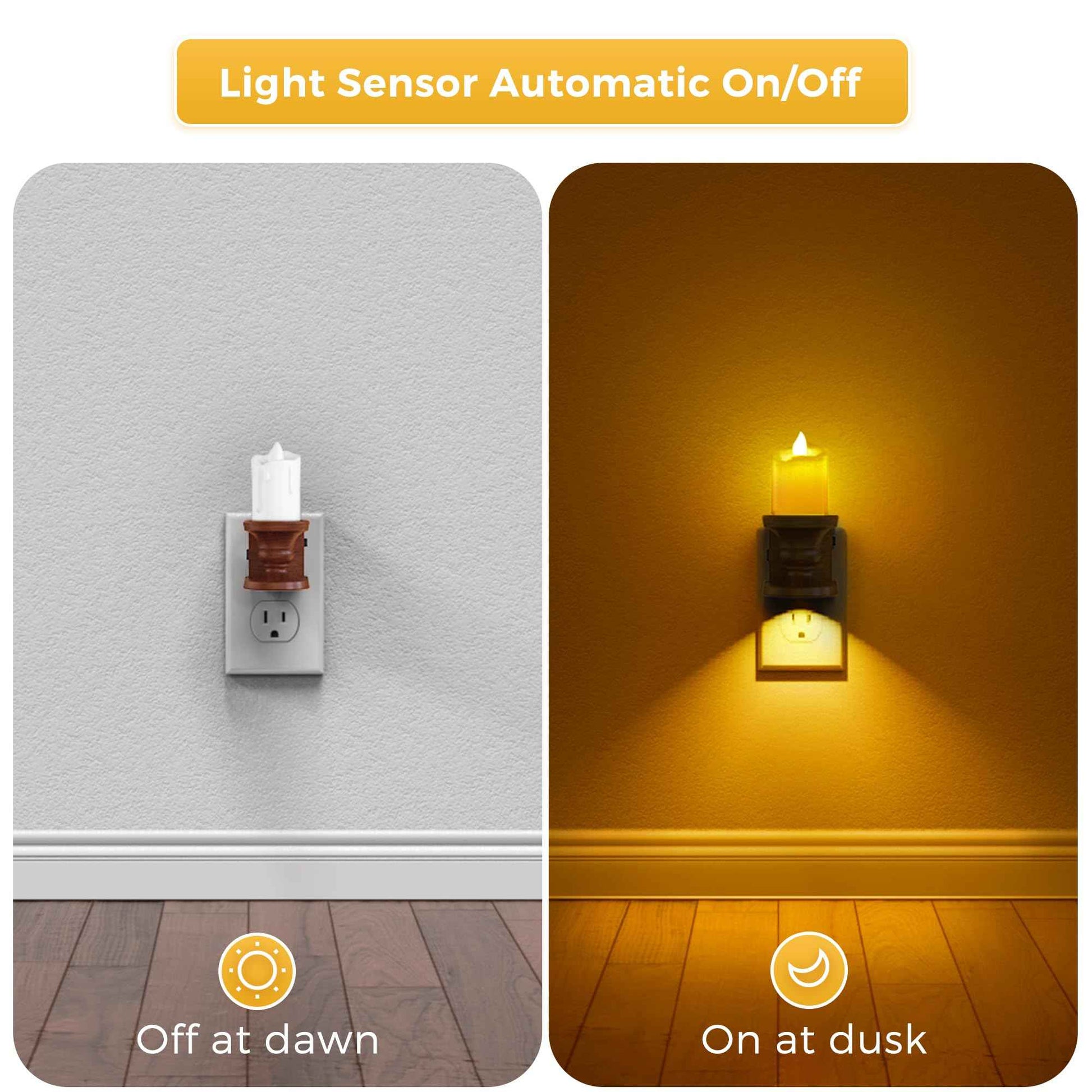 L LOHAS LED Night Light,[2-Pack] Flameless Candle Night Light with 3 Lighting Model, Dusk to Dawn Sensor,0-100LM Brightness Dimmable,Amber Light,Vintage Nightlight for Adults Hallway Bedroom