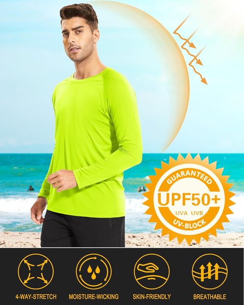 MAGCOMSEN Men's Long Sleeve Workout Shirts - UPF 50+ Sun Protection, Dry Fit Athletic T-Shirts (4 Pack)