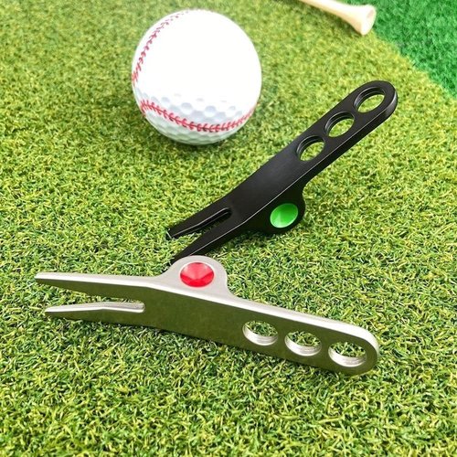 Jinshining 4 Pcs Silver Golf Ball Fork Pivot Divot Repair Tool Compatible Golf Divot Tools for Divot Tools