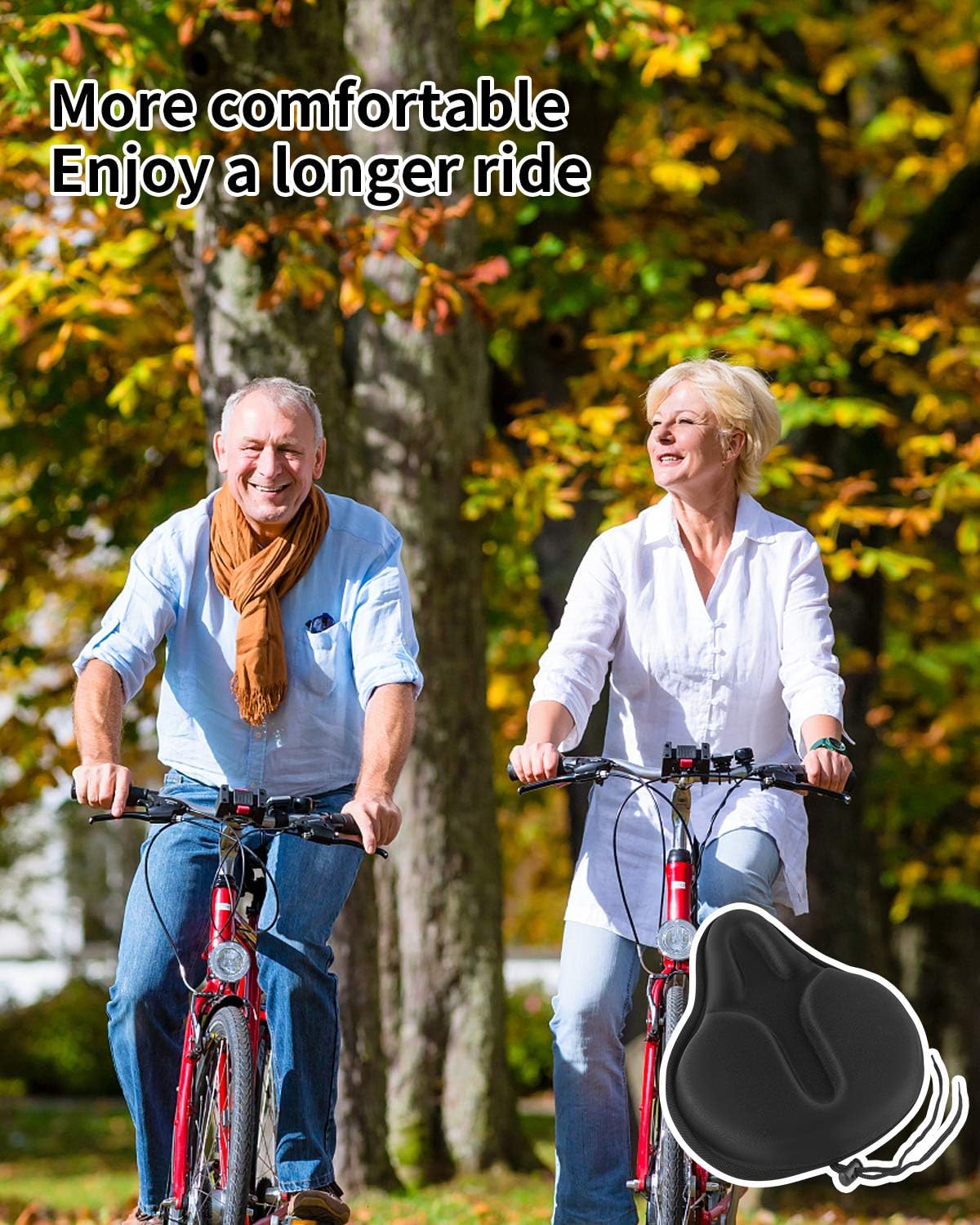 MSDADA Large Gel Bike Seat Cover - Extra Soft Cushion for Men & Women | Fits Indoor & Outdoor Cycling (11.41" x 10.24")