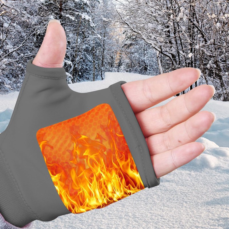 Portable Heating Fingerless Gloves with Digital Display, Rechargeable Heated Thermostatic Gloves for Outdoor, Cycling, (Grey)