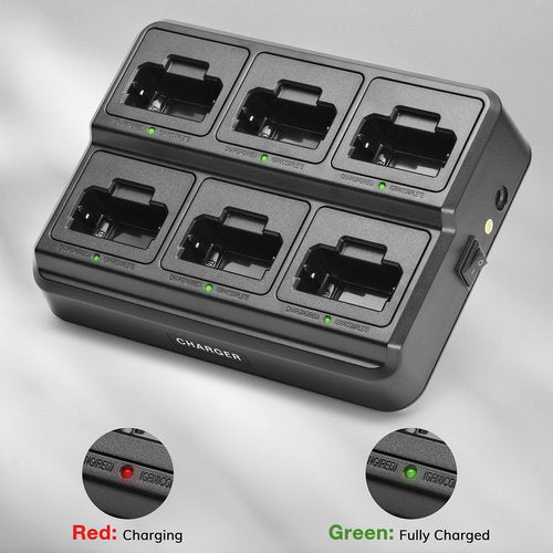 BAOFENG Six-Way Charger for RT22 T22, Multi-Unit Charging Station Base for BAOFENG T22, Retevis RT22 RT22S RB19 RB19P RB39 RB39P Walkie Talkie, Rapid Charger, Black