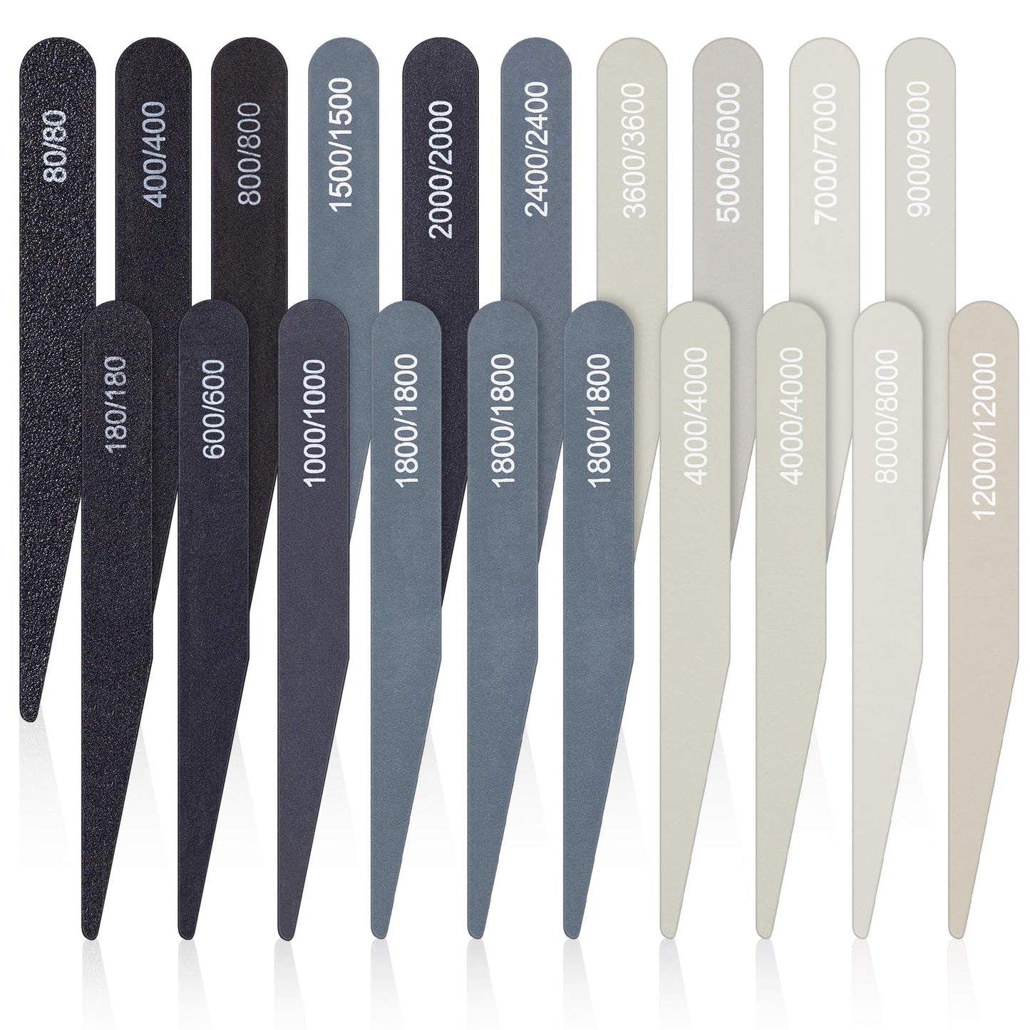 Honoson 20 Pcs Sanding Sticks for Plastic Models Polishing Sticks Assorted Metal and Wood Sanding Tools Accessory for Model Craft Amateur Beginner (Low Grits and High Grits,Stylish Style)