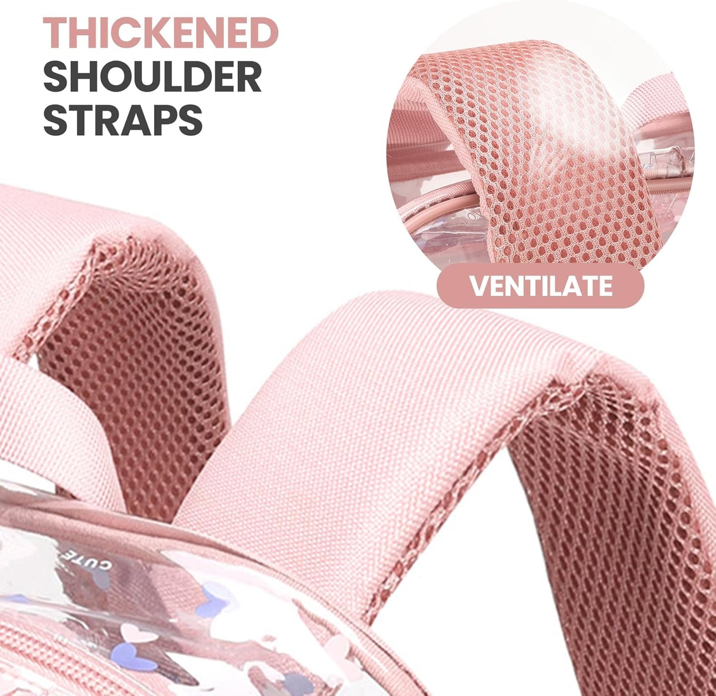 Skiennix Heavy-Duty Clear Backpack - Durable See-Through Bookbag in Pink | Perfect for School